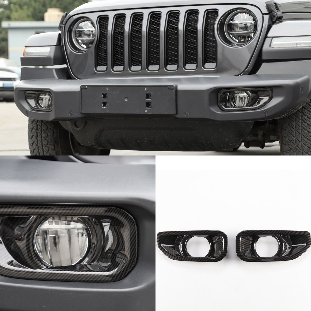 Carbon Fiber Fog Light Covers 18-up Jeep Wrangler-Gladiator